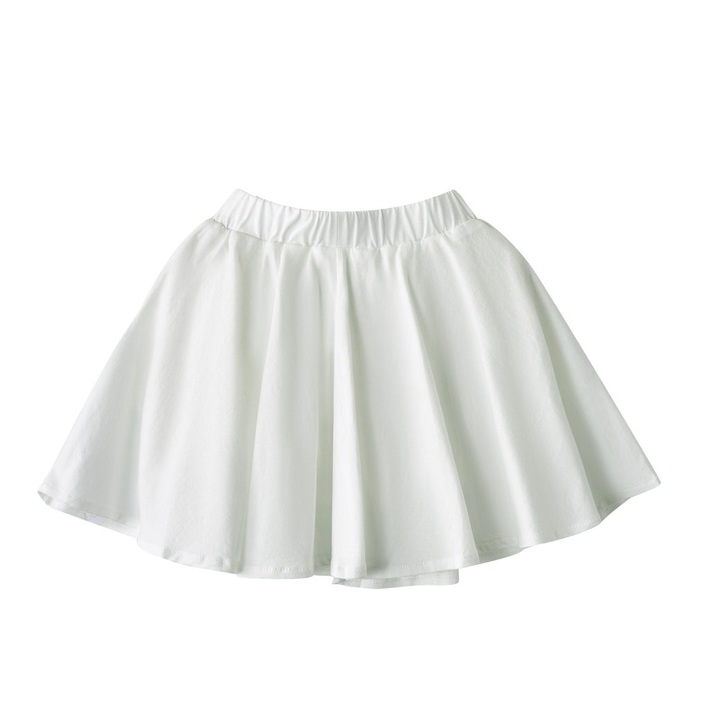 Baby Kids Plain White Pleated Detail Skort Culottes Shorts Skirt 100% Cotton Bottom National Day Outfit - Little Kooma