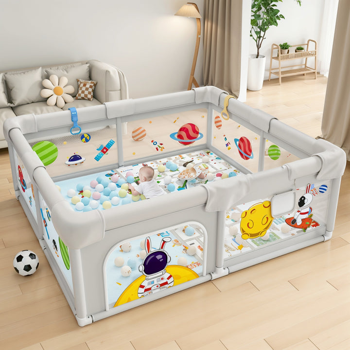 Portable Foldable Baby Toddler Pop Up Mesh Playpen Play Yard w Ocean Balls - Little Kooma