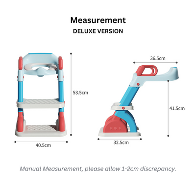 Baby Toddler Kids Boy Girl Deluxe Version Potty Training Seat with Ladder Toilet Seat with Step Stools Non-Slip Potty Chair with Splash Guard and Handles - Little Kooma