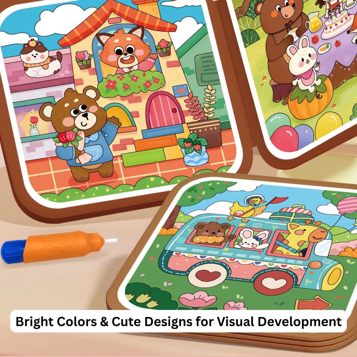 Ready Stock Kids Magic Water Doodle Book Reusable Mess-Free Drawing Foldable 3Y+ - Little Kooma