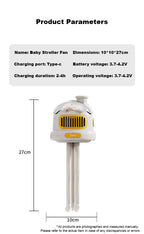 Baby Kids Leafless Mini Three-speed Airflow Night Light Mosquito Repellent Stroller Fan - Little Kooma