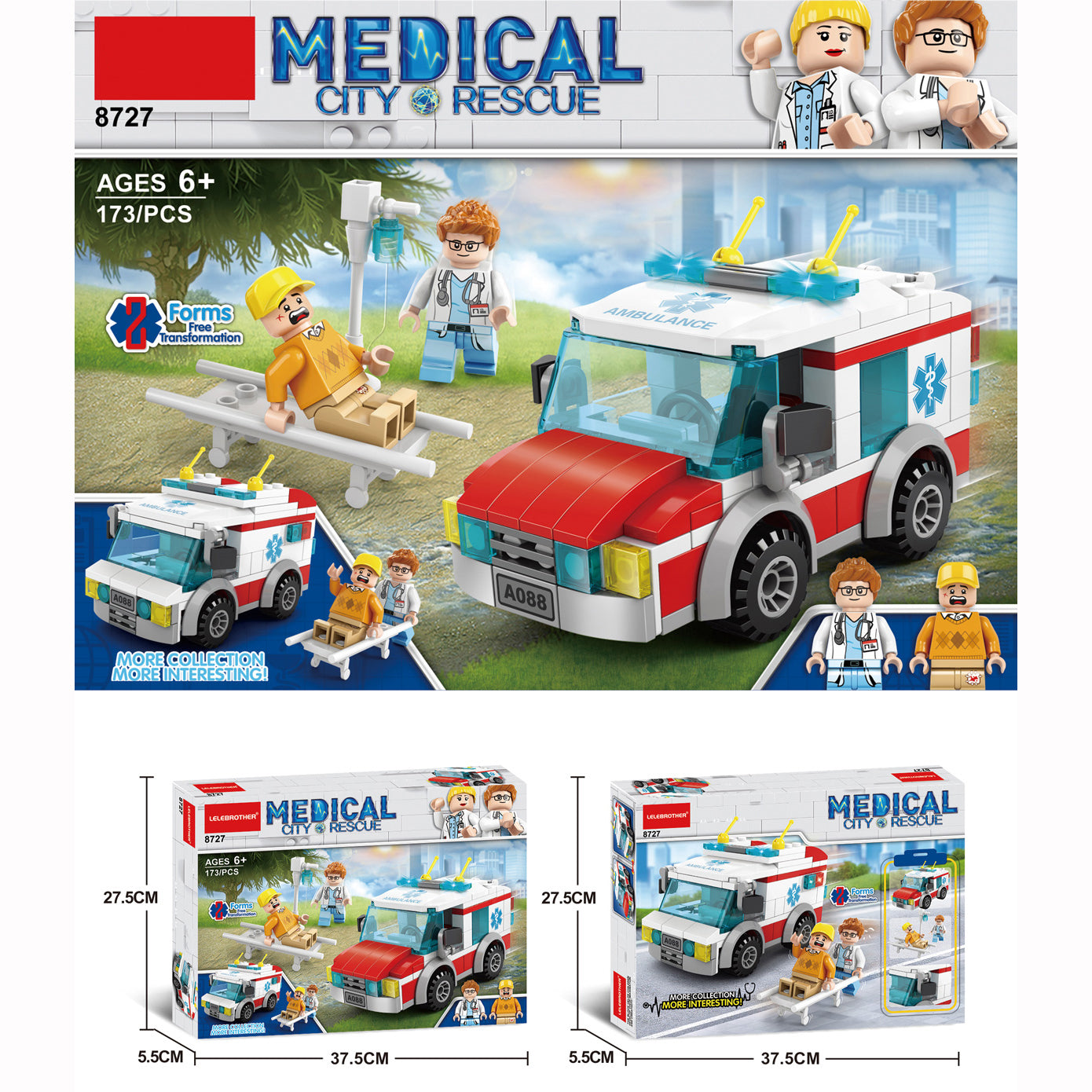 Kids 173 Pcs Building Blocks Ambulance Medical City Rescue - Little Kooma