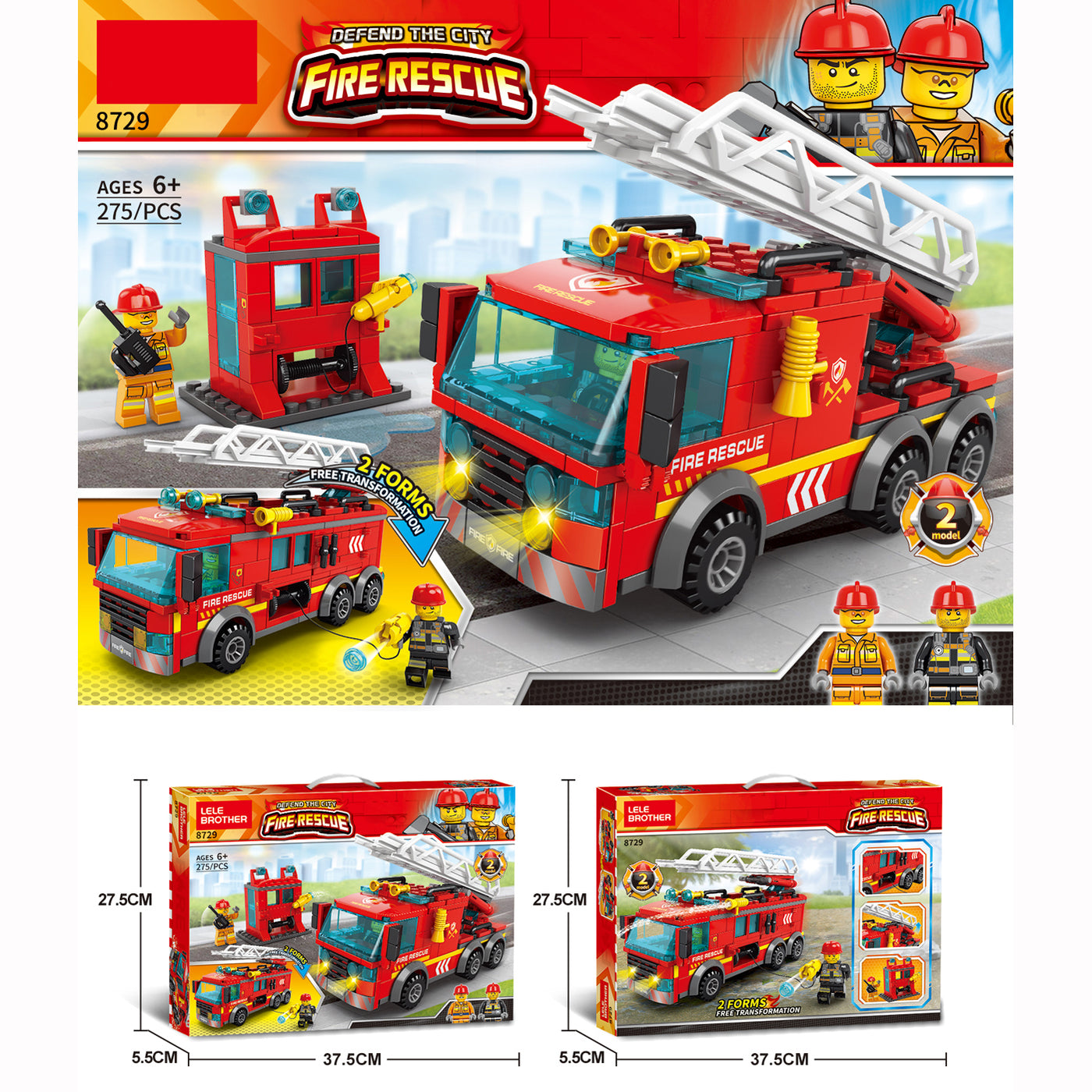 Kids Building Blocks 275 pcs Transformer Fire Engine - Little Kooma