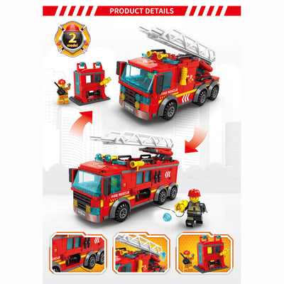 Kids Building Blocks 275 pcs Transformer Fire Engine - Little Kooma