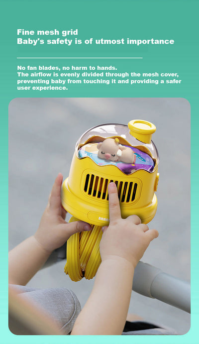 Baby Kids Leafless Mini Three-speed Airflow Night Light Mosquito Repellent Stroller Fan - Little Kooma