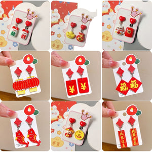 Chinese New Year CNY Kids Girl's Ear Clips Clip-on Earrings - Little Kooma