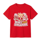 Singapore National Day Kids Red T-Shirt Family Matching Outfit - Bear-y Love Singapore