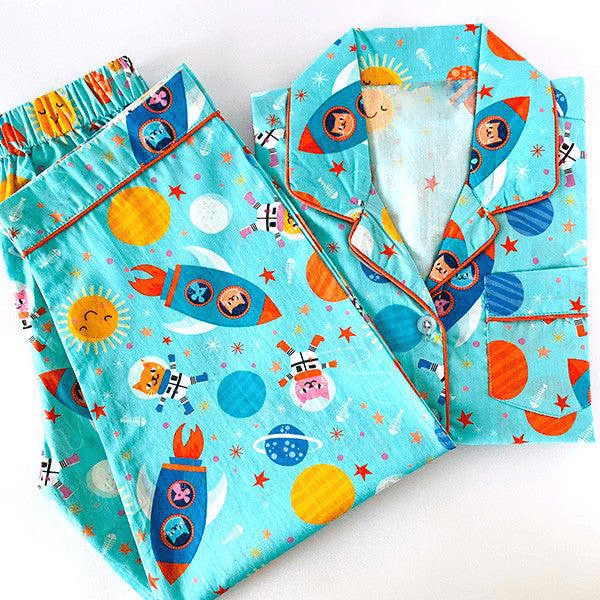 Blue Space Cat Pyjamas - Little Kooma