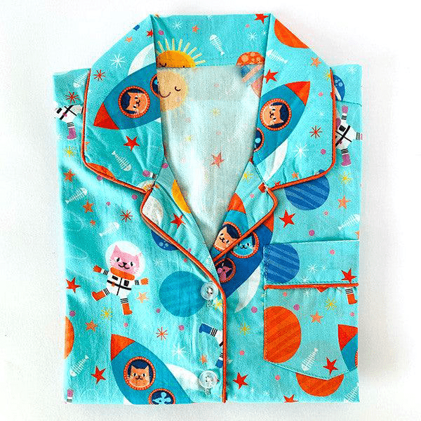 Blue Space Cat Pyjamas - Little Kooma