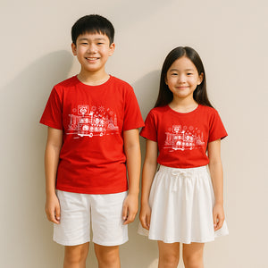 National Day NDP Red Top - Baby Kids Red T-shirt Love SG Bus City Skyline National Day Top Outfit