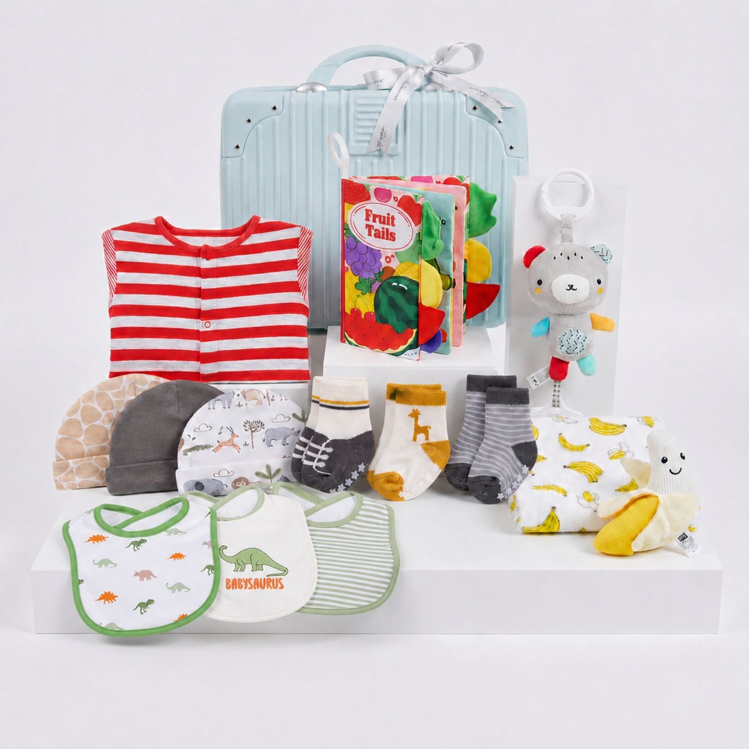 New Born Baby Boy Banana LED Light Layette Plush Blanket Suitcase Mummy Makeup Box Gift Hamper Gift Box Set