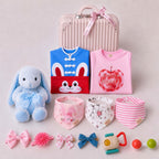 New Born Baby Girl LED Light Layette Plush Blanket Romper Blue Bunny Suitcase Mummy Makeup Box Gift Hamper Gift Box Set