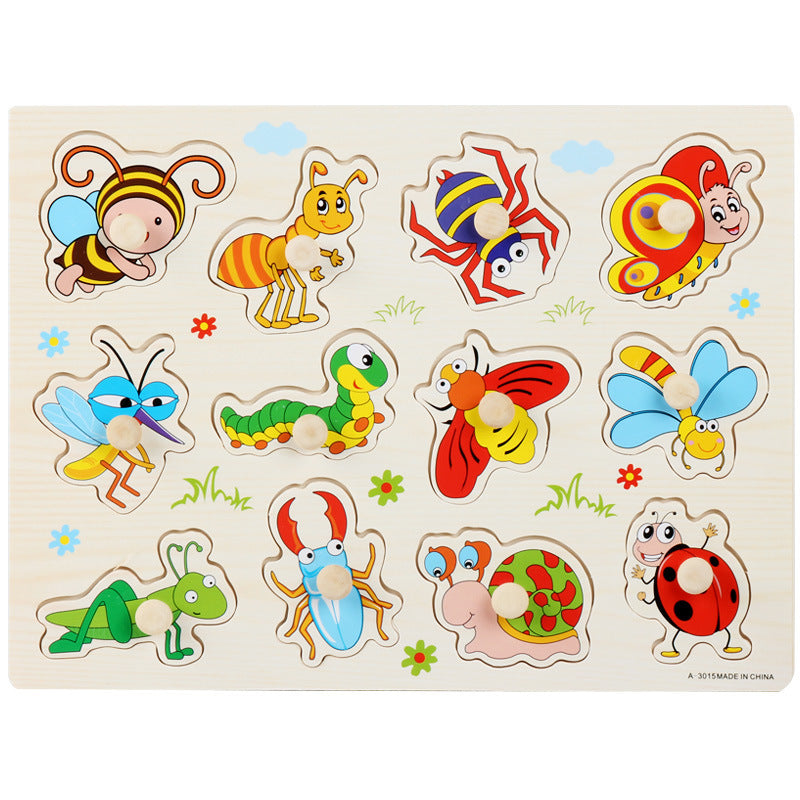 Wooden Toddler Animal Vehicle Puzzles w Handles Educational Montessori Puzzles Toys Clearance Sale 3 Years + - Little Kooma