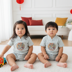 Baby Boy Cheongsam Romper CNY Dragon Motif Cheongsam Chinese New Year Vitality n Wisdom Blue Sibling Set