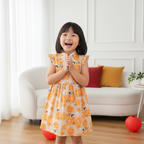 Singapore Souvenir Gift Sunflowers Little Girl n Cat Baby Kids Girl Cheongsam Dress 0846