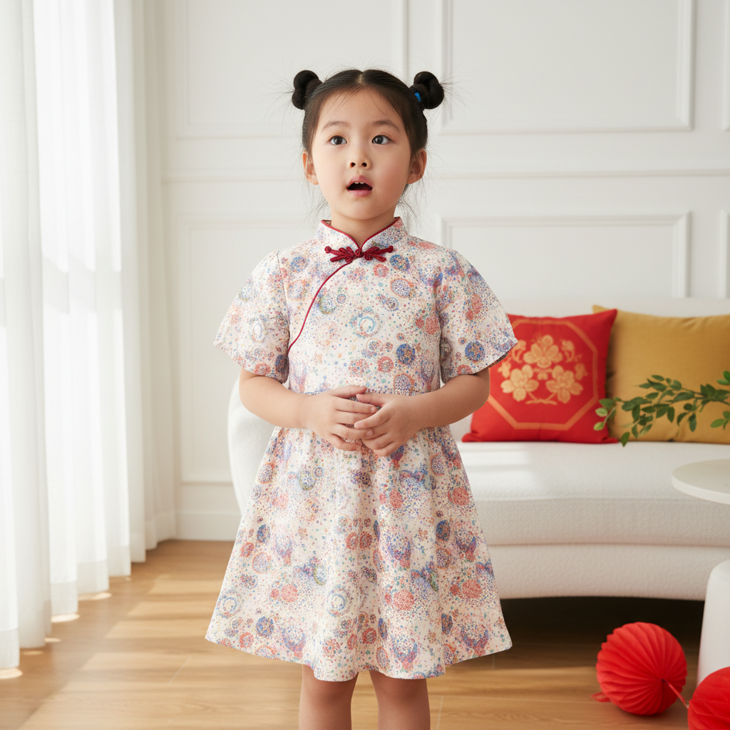 Singapore Souvenir Gift Star n Moon Baby Kids Girl Cheongsam Dress 0852