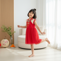 Singapore Souvenir Gift Wealth and Harmony Red Family Set with Golden Fish Embroidery Baby Kids Girl Cheongsam Dress 0833 - Little Kooma