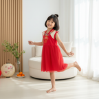 Singapore Souvenir Gift Wealth and Harmony Red Family Set with Golden Fish Embroidery Baby Kids Girl Cheongsam Dress 0833