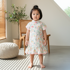 Singapore Souvenir Gift Chinese New Year Traditional Cheongsam Baby Girl Beige Floral CNY Cheongsam Dress 0820