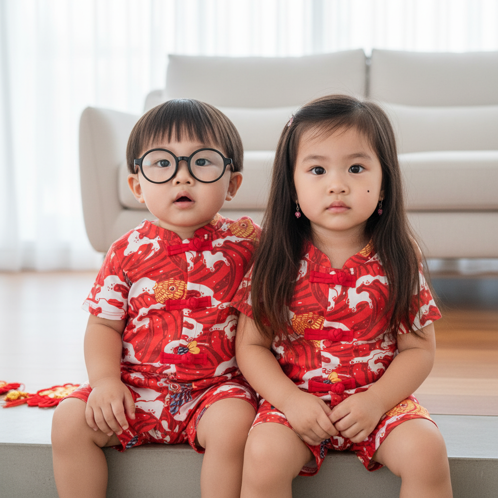 Ready Stock CNY Carp Dragon Leap Baby Boy Cheongsam Romper Singapore Outfit