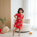 Ready Stock Festive Red Lion Dance Girl Cheongsam Dress Baby Kids CNY Outfit Singapore - Little Kooma