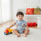 Singapore Souvenir Gift Purrfect Family Paws Baby Boy Blue Little Cats Cheongsam Romper Family Wear 0801