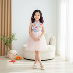 Singapore Souvenir Gift Purrfect Family Paws Baby Kids Girl Sleeveless Pink Cats Voile Cheongsam Dress Family Wear 0814