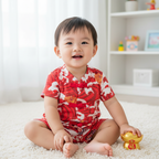 Ready Stock CNY Carp Dragon Leap Baby Boy Cheongsam Romper Singapore Outfit