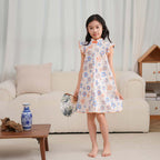 Singapore Souvenir Gift Blue Flowers Baby Kids Girl Cheongsam Dress 0848 - Little Kooma