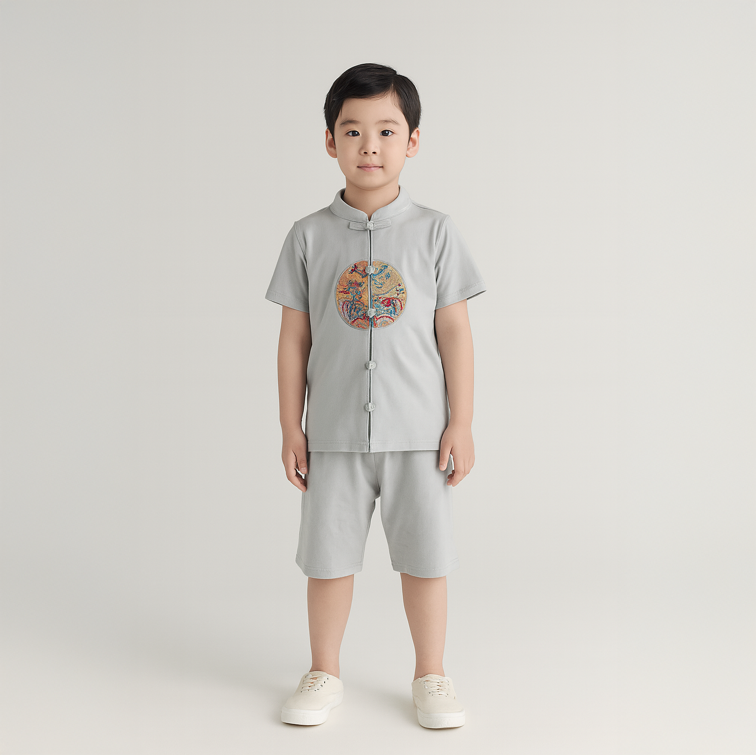 Singapore Souvenir Gift Vitality n Wisdom Blue Family Set Baby Kids Boys Cheongsam Set Top n Shorts CNY Chinese New Year Outfit 0844