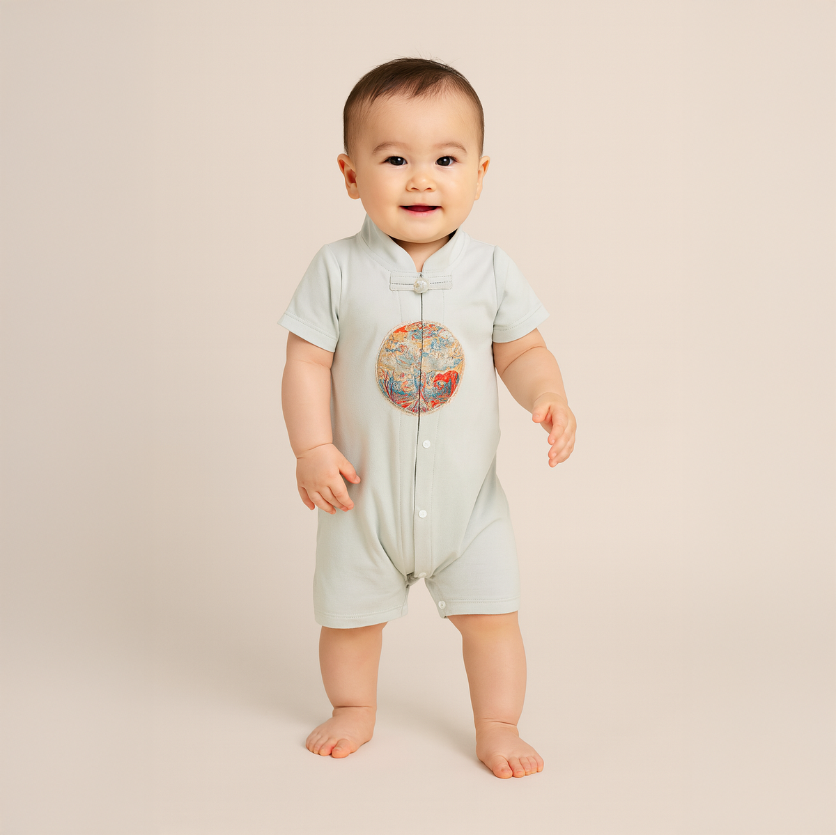 Singapore Souvenir Gift Vitality n Wisdom Blue Family Set Baby Boy Cheongsam Romper 0843