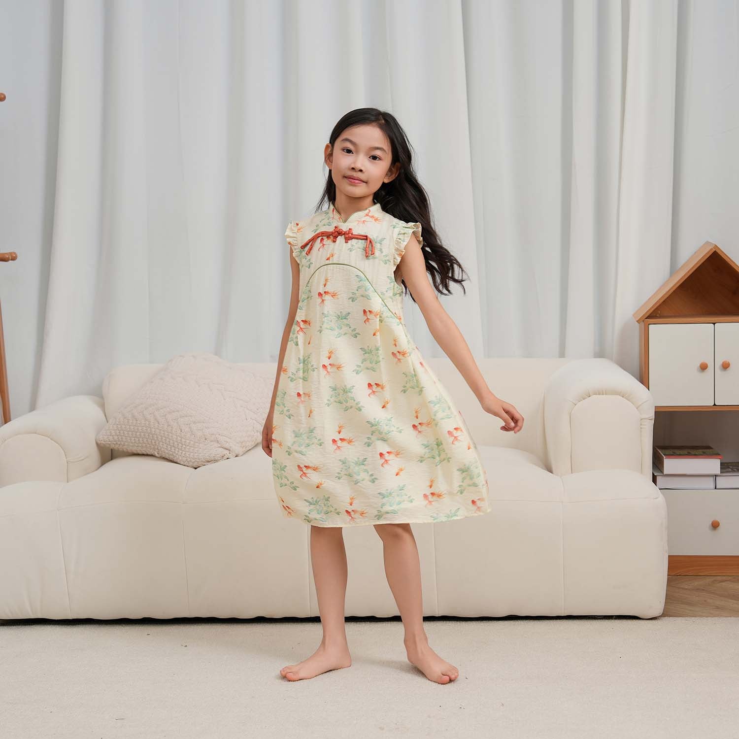 Singapore Souvenir Gift Fortune Bloom Family Set with Golden Fish Baby Kids Girl Cheongsam Dress 0827 - Little Kooma