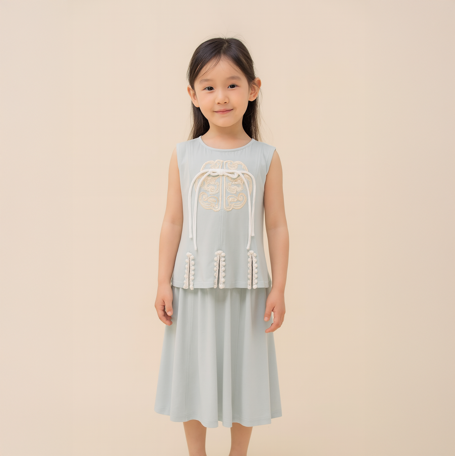 Singapore Souvenir Gift Vitality n Wisdom Blue Family Set Baby Kids Girl Cheongsam Top n Skirt Set 0842