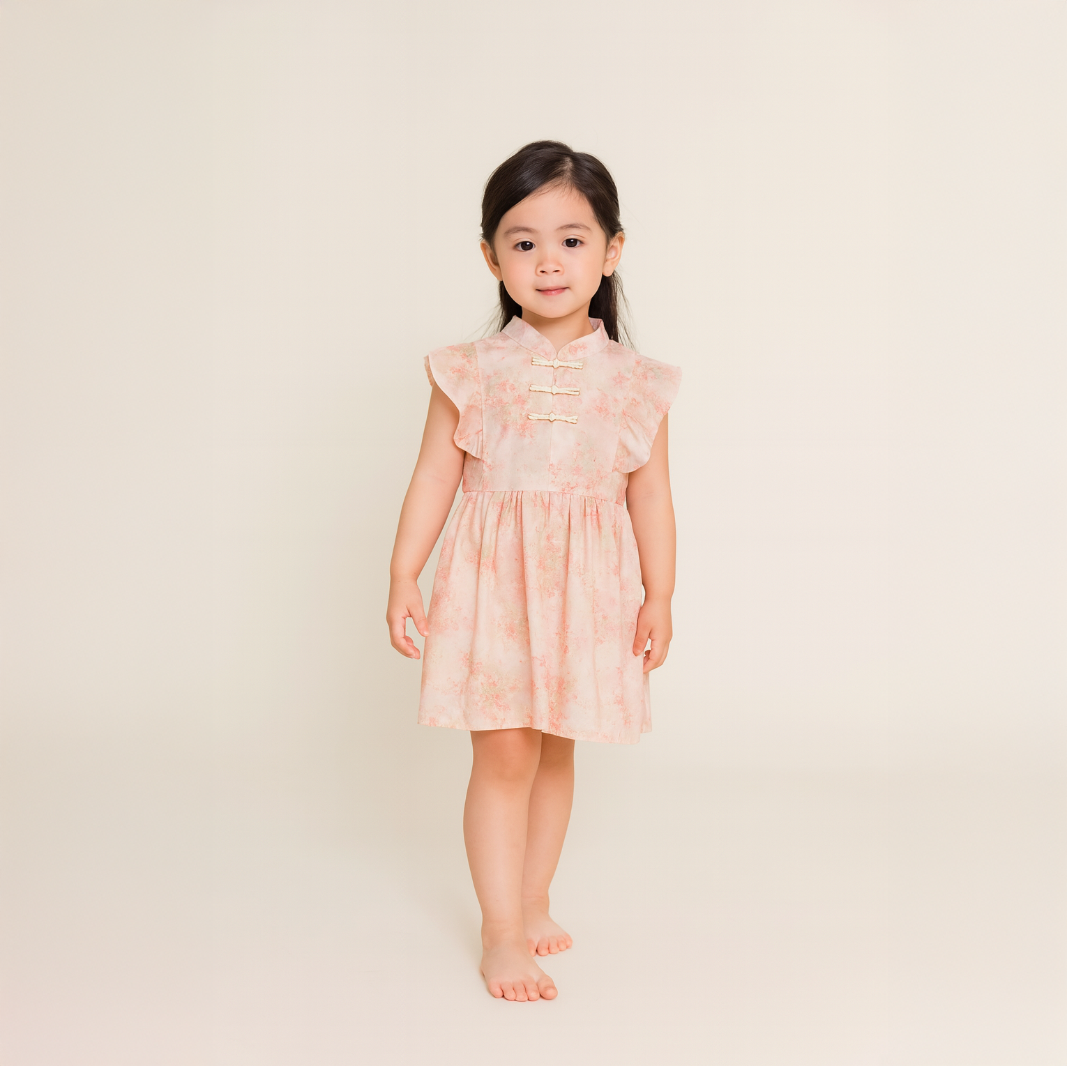Singapore Souvenir Gift Pink Floral Baby Kids Girl Cheongsam Dress 0850