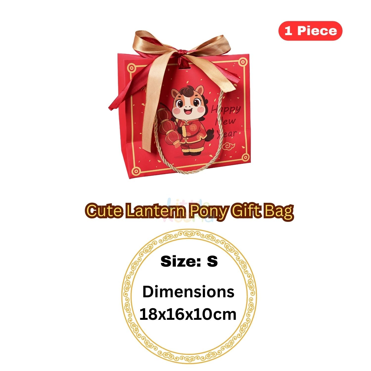 Ready Stock CNY Horse Year Gift Bag Paper Carrier Bag with Ribbon Bow Handle (4 Sizes)