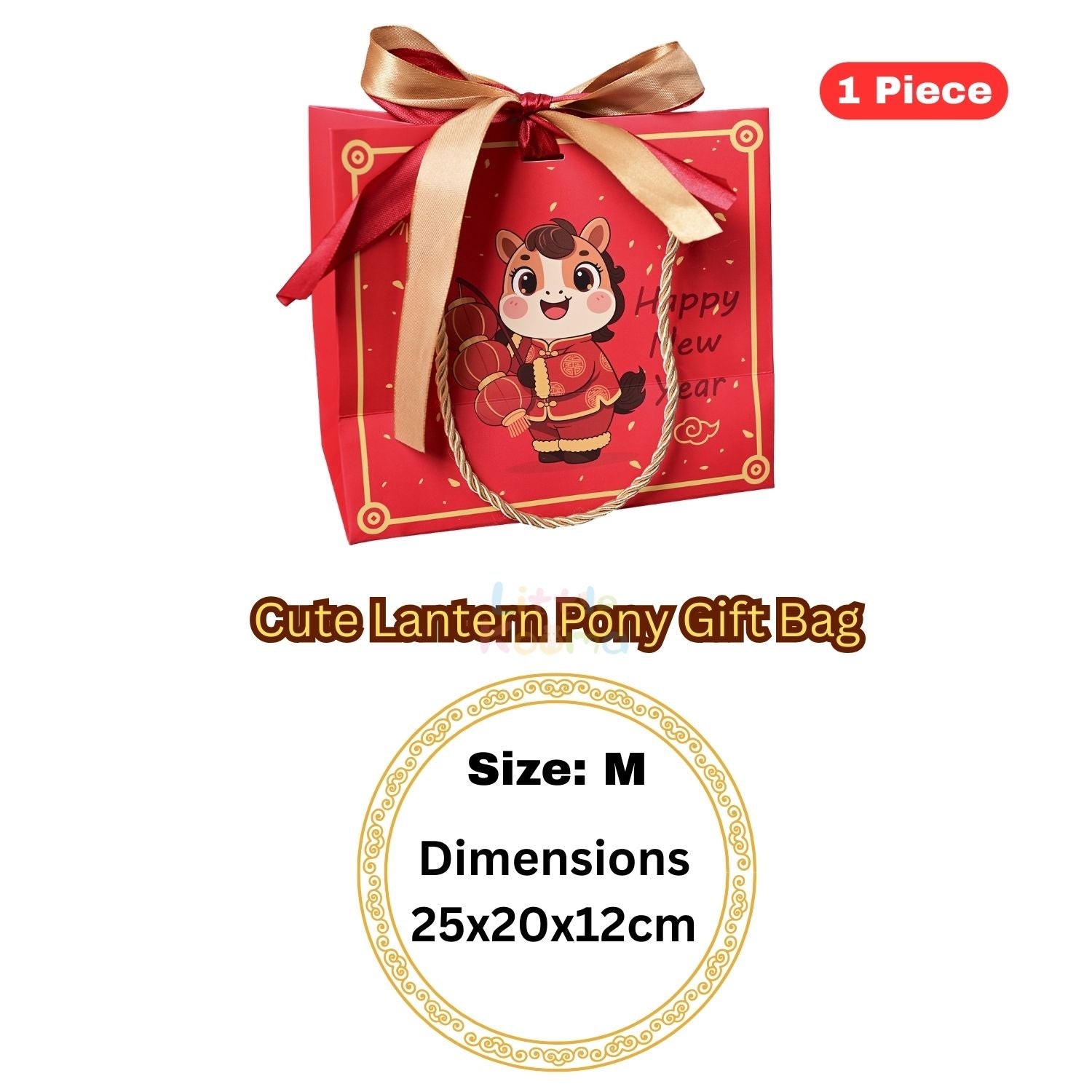 Ready Stock CNY Horse Year Gift Bag Paper Carrier Bag with Ribbon Bow Handle (4 Sizes)