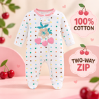 Enhanced draft cover for baby cotton cherry polka-dot two-way zip sleepsuit
