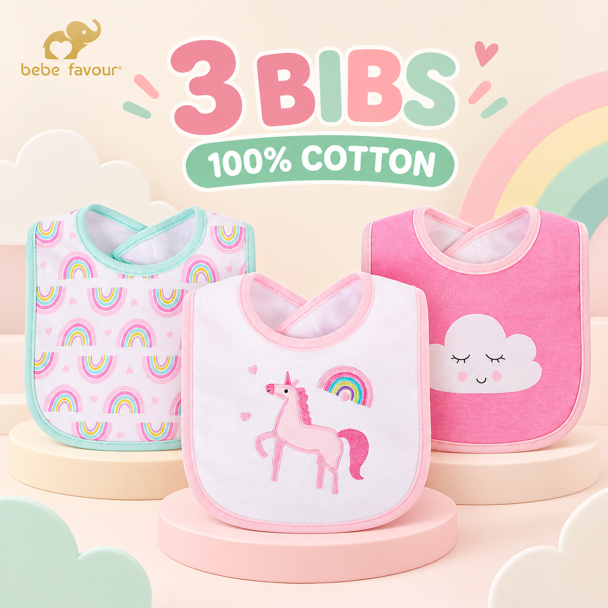 Enhanced draft cover for Hudson Baby three-piece cotton bib set BP41437