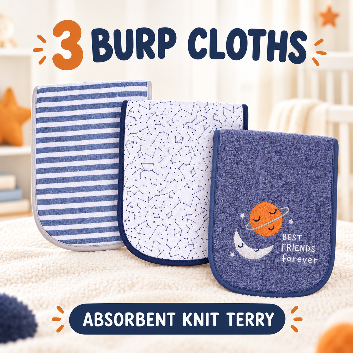 Little Kooma Hudson Baby three-piece absorbent knit terry burp cloth set 00547 cover