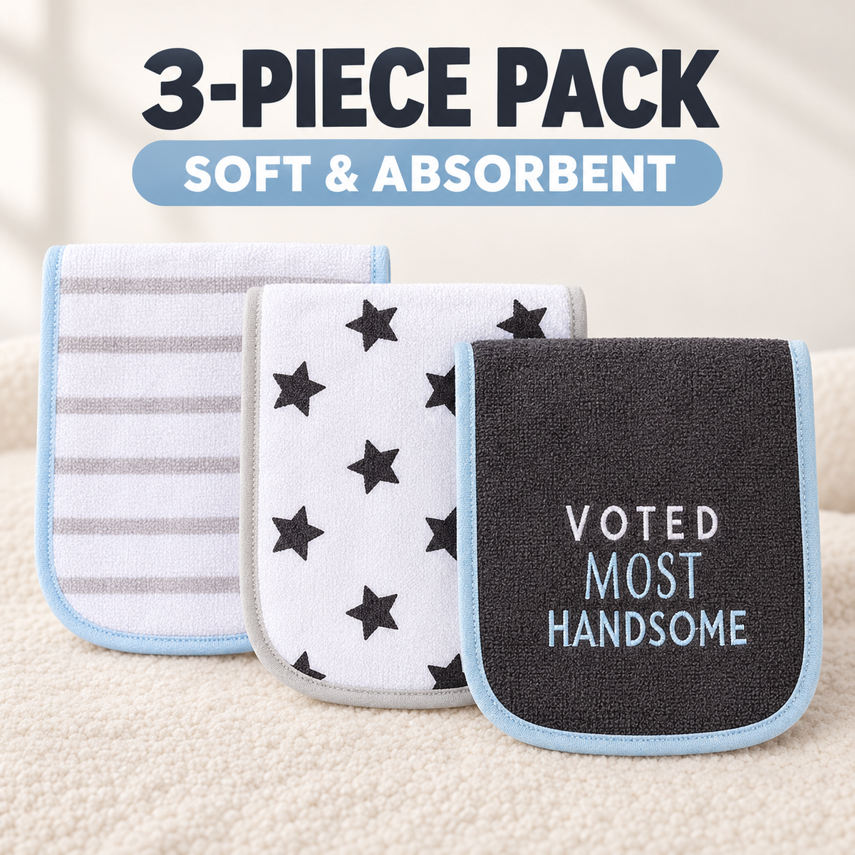 Hudson Baby 00541 three-piece burp cloth set enhanced cover draft for human review