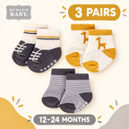 Hudson Baby giraffe anti-slip socks three-pair pack enhanced cover