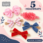 Hudson Baby five-piece pink navy and red headwrap set 13233 enhanced cover