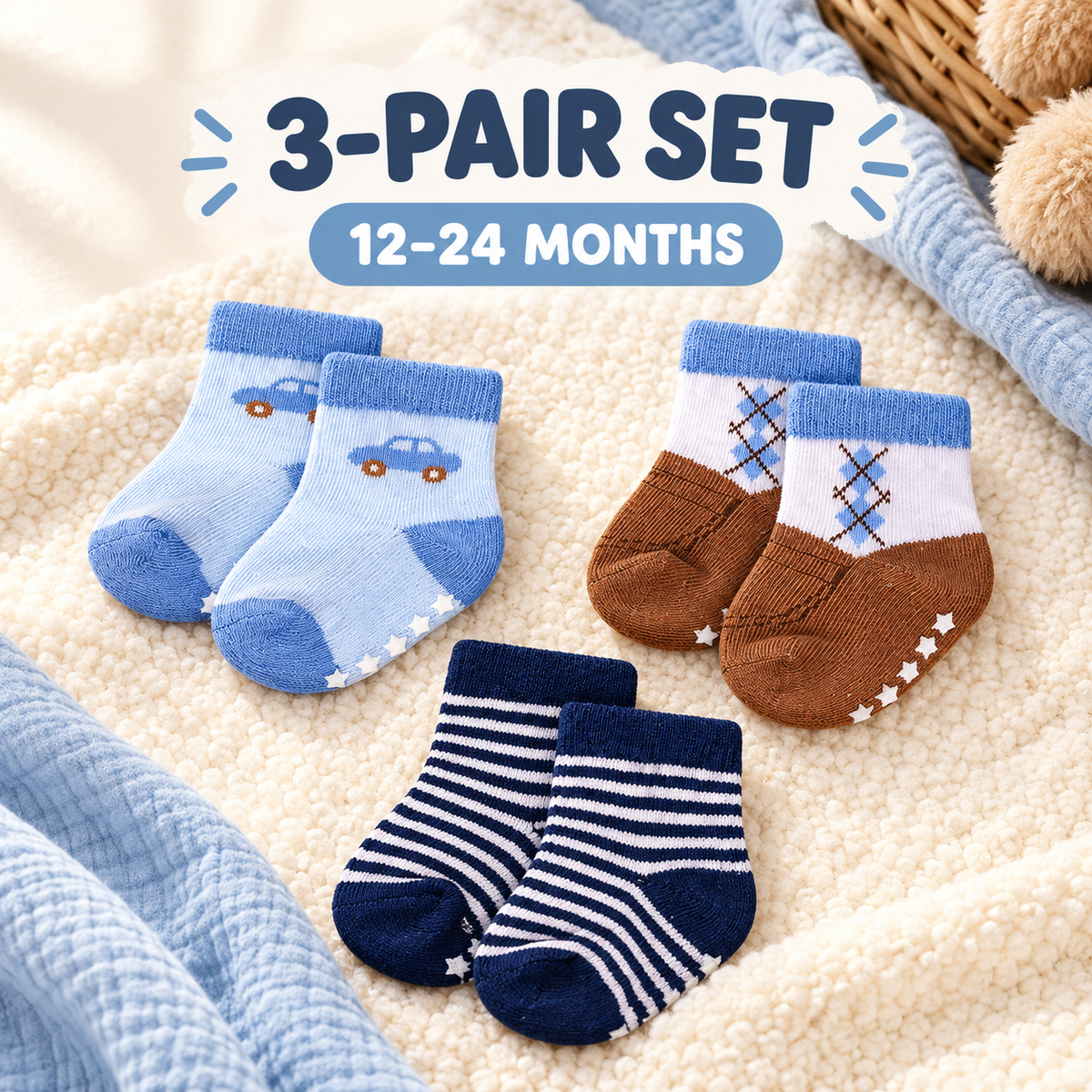 Hudson Baby 00785 three-pair socks set for 12 to 24 months enhanced cover draft for review