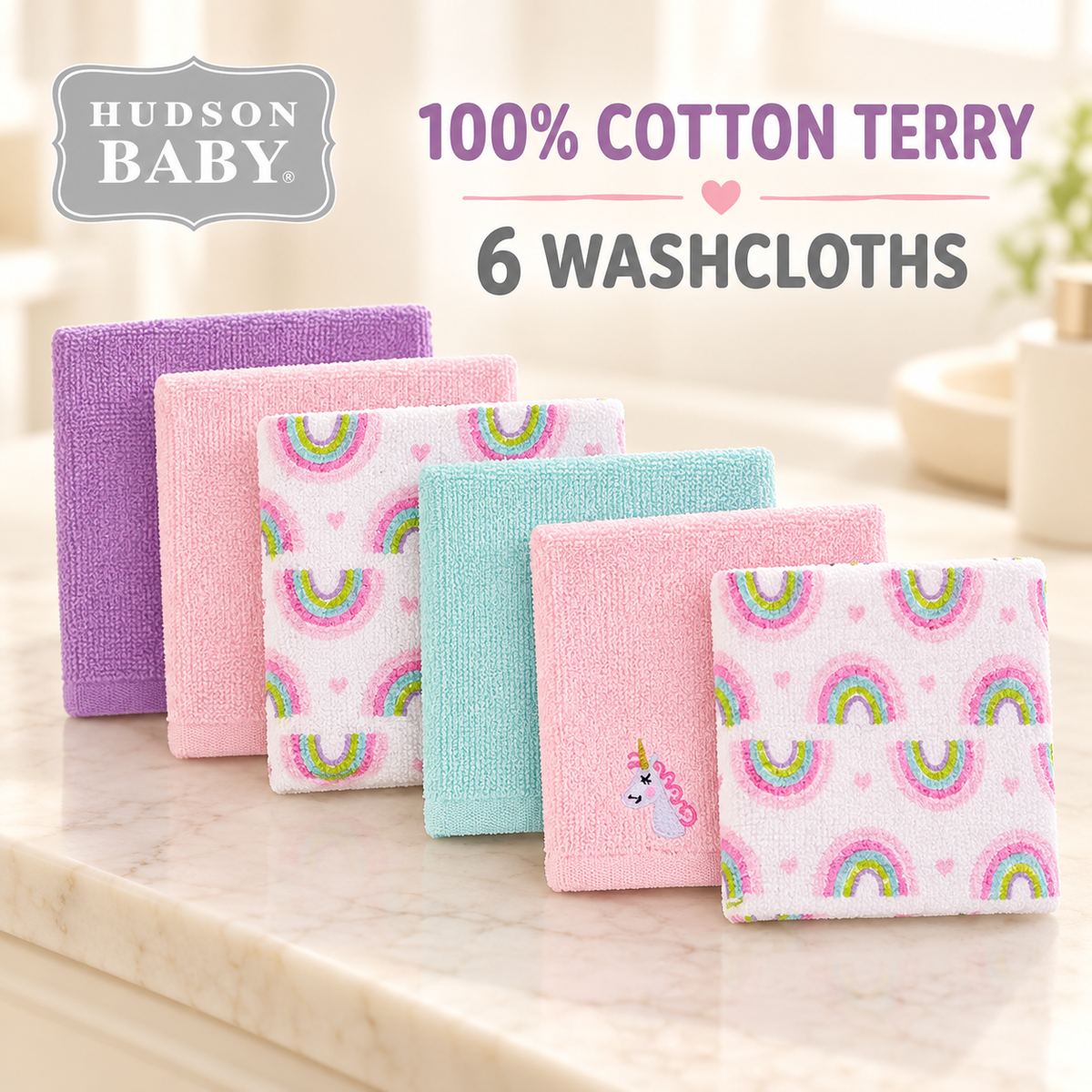 Little Kooma Hudson Baby six cotton terry washcloths cover