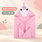 Enhanced review draft: pink unicorn hooded towel with 100% cotton and 76 x 76 cm selling points
