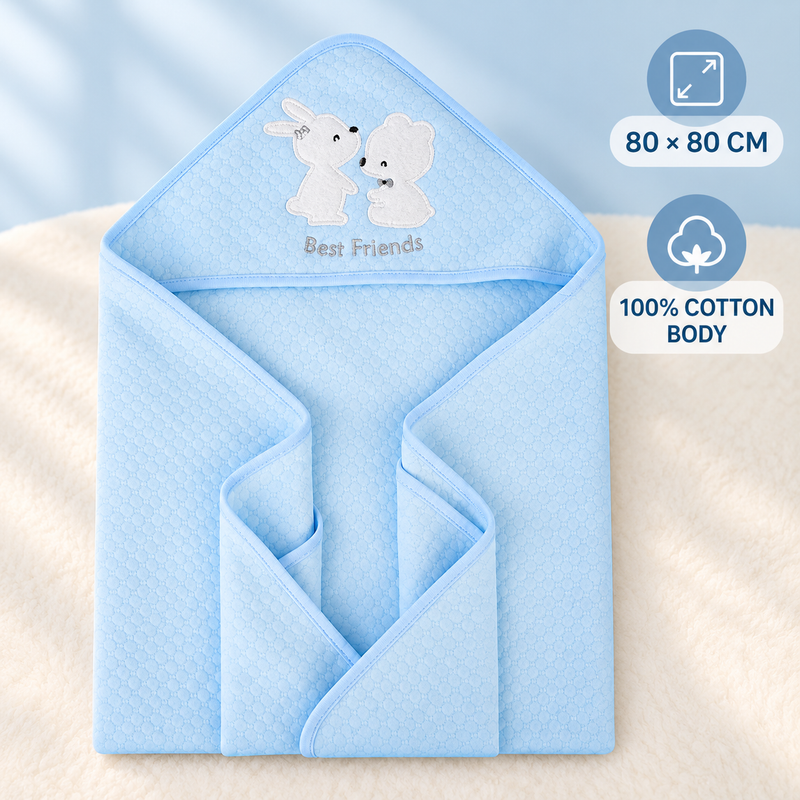 Blue BP53213 quilted hooded receiving blanket enhanced cover draft for human review