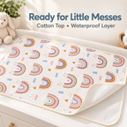 Rainbow pattern cotton-top waterproof changing mat; square review draft