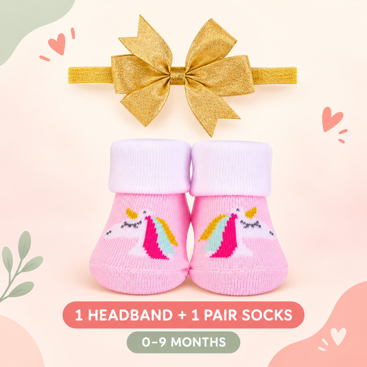 Enhanced review draft: unicorn baby headband and one pair of socks set for ages 0 to 9 months