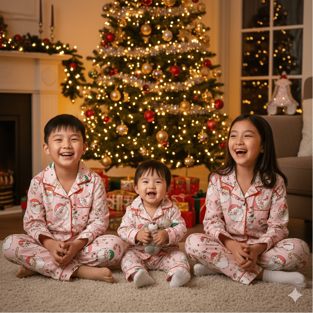 Pink Winking Santa Pyjamas - Little Kooma