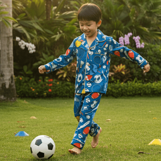 Playful Football Kids Pyjamas - Little Kooma